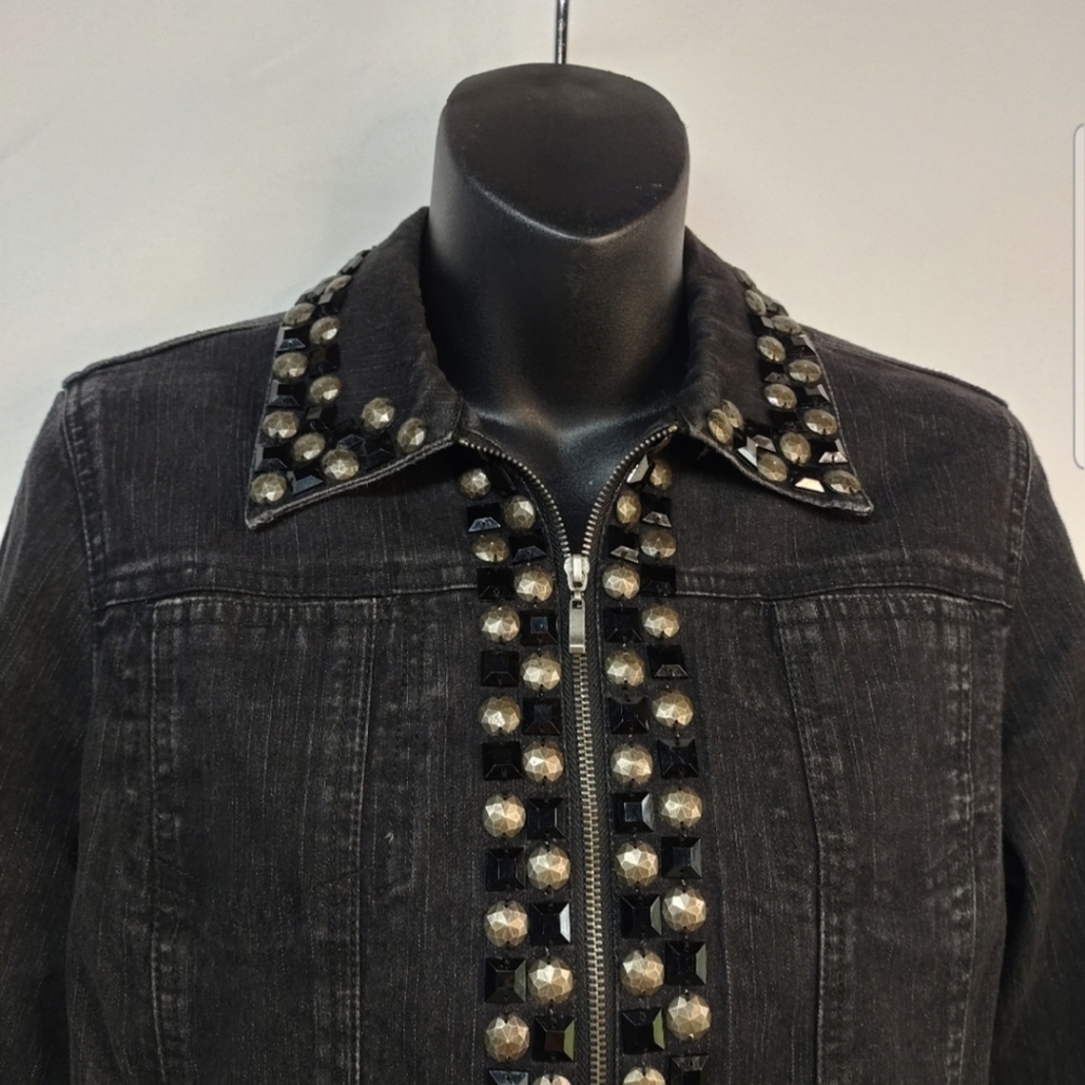 Black Bedazzled Ruby Rd. Denim Jacket - image 4